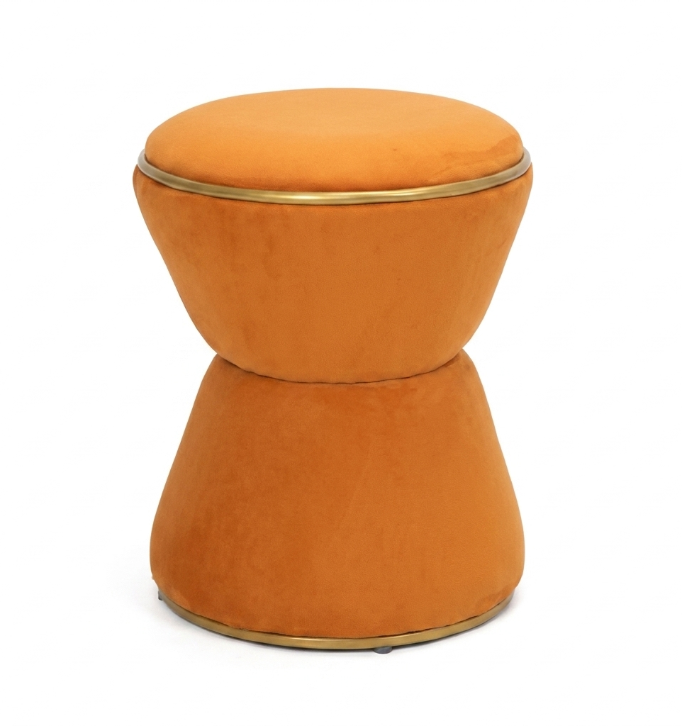 Puff Ampulheta em Veludo com Anéis Dourados | Design Vintage Sala de Estar | BeInside