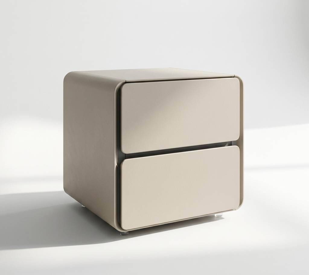 Mesa de Cabeceira Elegante Cinza Glaciar | Mobiliário Quarto Premium Design Contemporâneo | BeInside