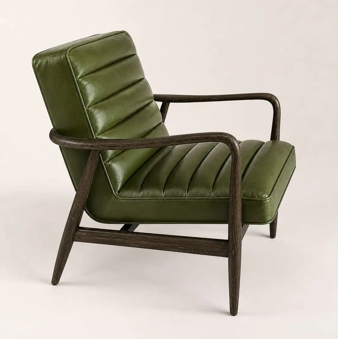 Poltrona Pele Verde Esmeralda | Design Mid-Century Modern | Cadeirão Sala de Estar Premium | BeInside