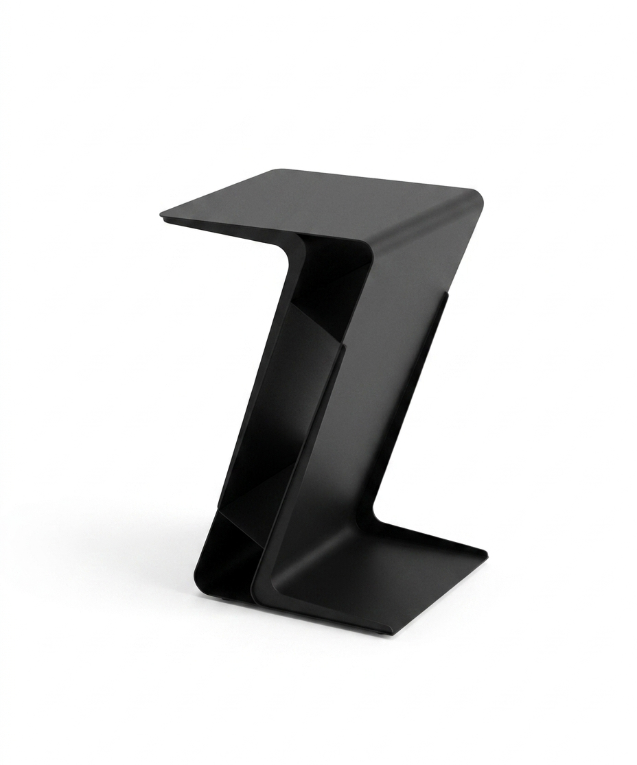 Mesa Lateral Z Design Industrial Metal Lacado Preto Mate | Vista de Ambiente | BeInside