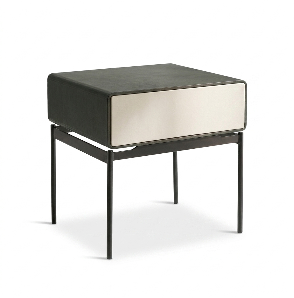 Mesa de Cabeceira com Prateleira Bege | Vista de Ambiente Quarto Escandinavo | BeInside