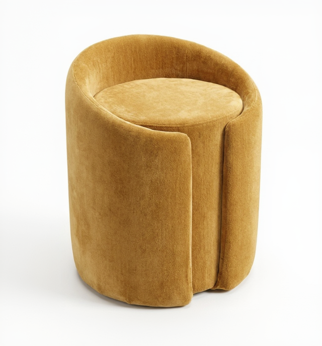 Cadeira de Braços Cocoon | Design Envolvente | Veludo Camel | Cinza