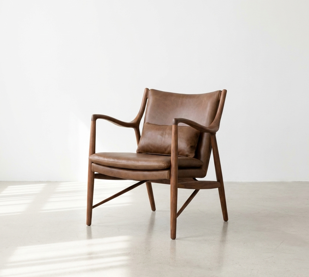 Cadeirão Estofado Castanho Areia | Poltrona Contemporânea Sala de Estar Design Nórdico | BeInside