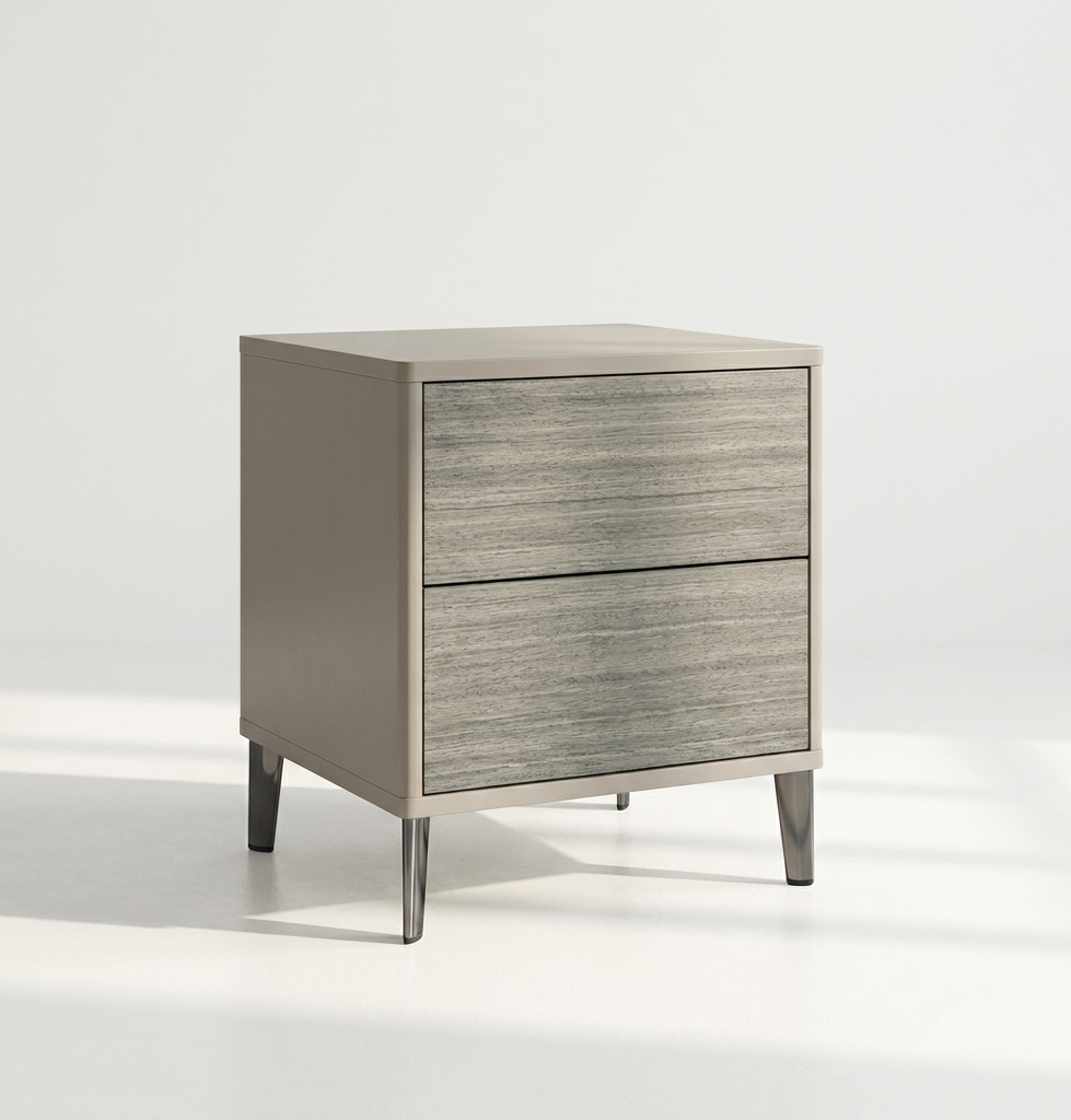 Mesa de Cabeceira Compacta Cinza Glaciar | Mobiliário Quarto Pequeno Design Minimalista | BeInside