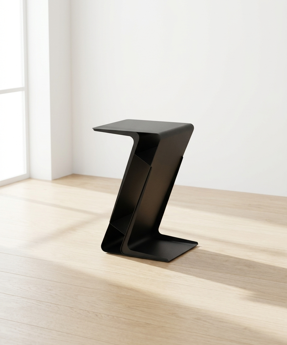 Mesa Lateral Z Design Industrial Metal Lacado Preto Mate | Mesa Auxiliar Sala de Estar | BeInside