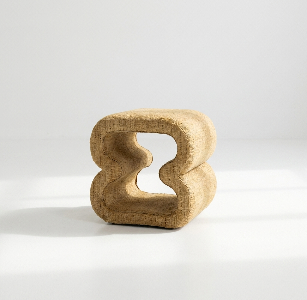 Puff Escultura Orgânica em Veludo Sinuoso | Design Contemporâneo Sala de Estar | BeInside