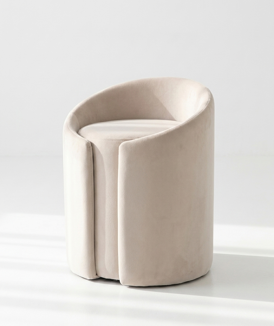 Cadeira de Braços Cocoon Design Envolvente Veludo Bege | Cadeira Sala de Estar Conforto | BeInside