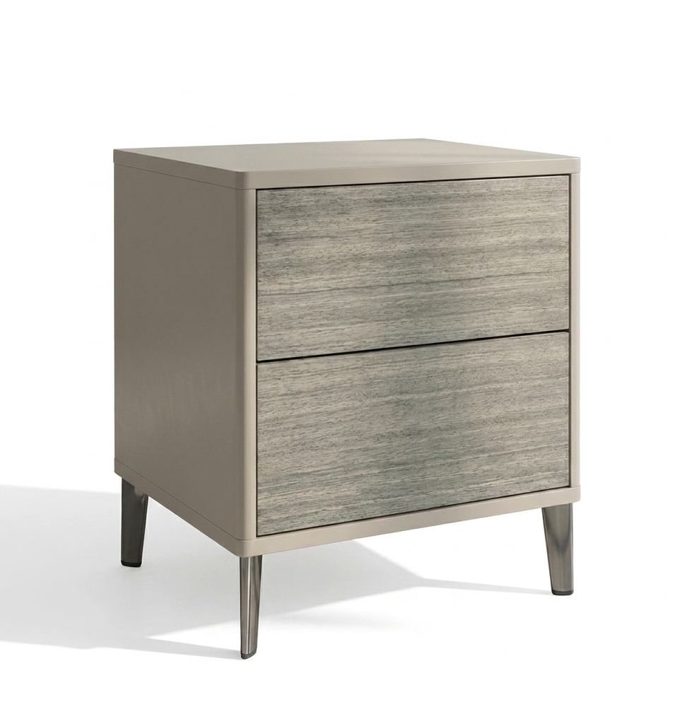 Mesa de Cabeceira Compacta Cinza Glaciar | Vista de Ambiente Quarto Minimalista | BeInside