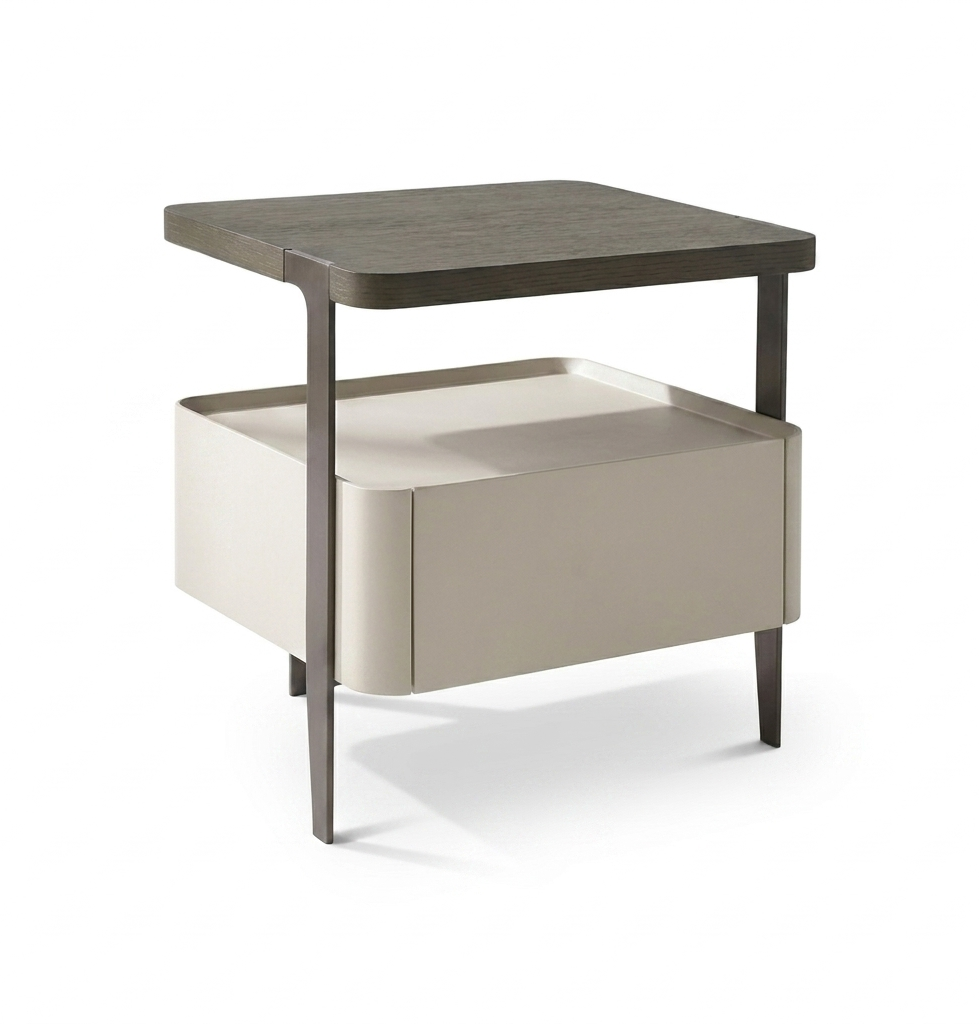 Mesa de Cabeceira com Gaveta Bege | Vista de Ambiente Quarto Nórdico | BeInside